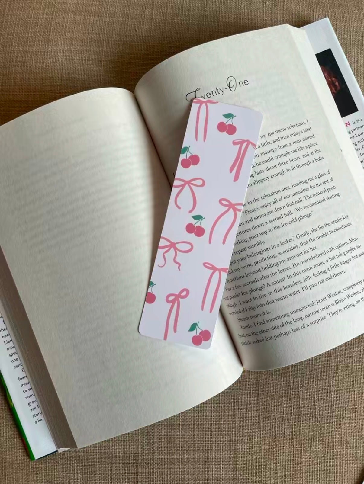 Pink Coquette Bows Bookmark Collection - Gingham, Coffee, Cherries, Bows