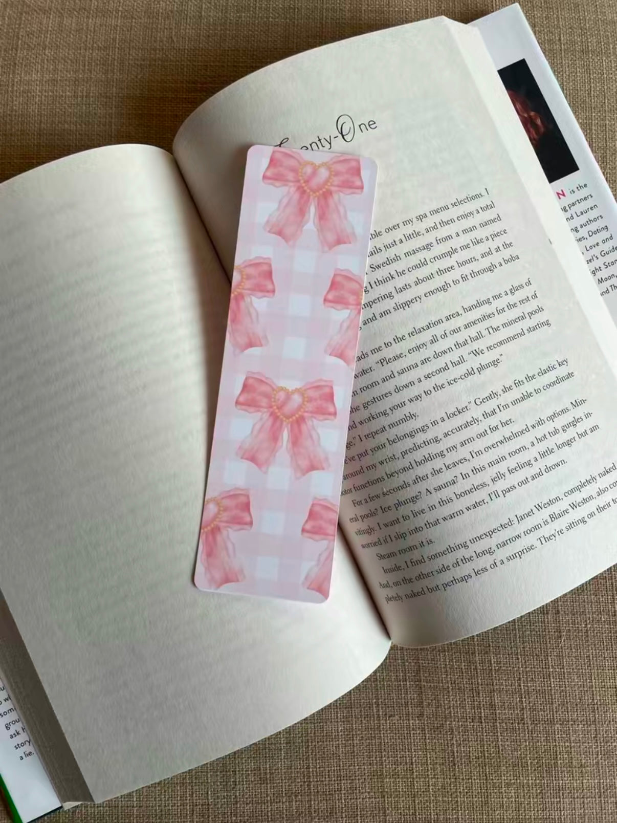 Pink Coquette Bows Bookmark Collection - Gingham, Coffee, Cherries, Bows