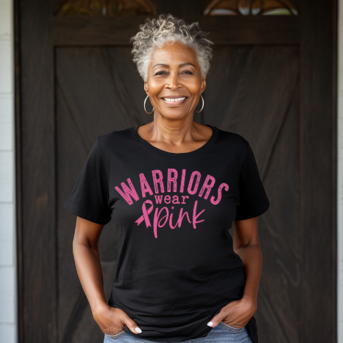 Warriors Wear Pink Breast Cancer Awareness Crewneck T-Shirt or Sweatshirt