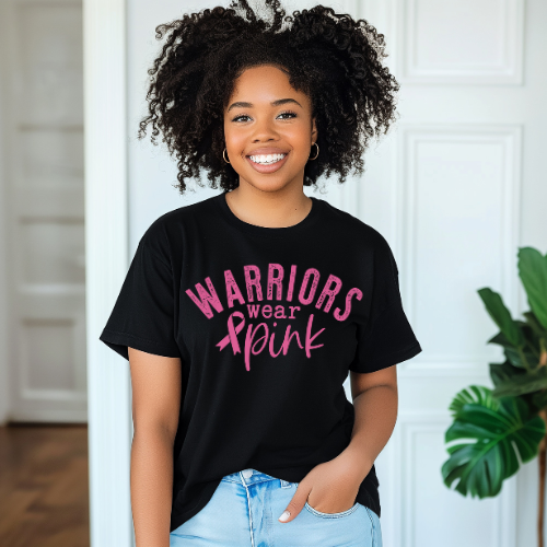 Warriors Wear Pink Breast Cancer Awareness Crewneck T-Shirt or Sweatshirt