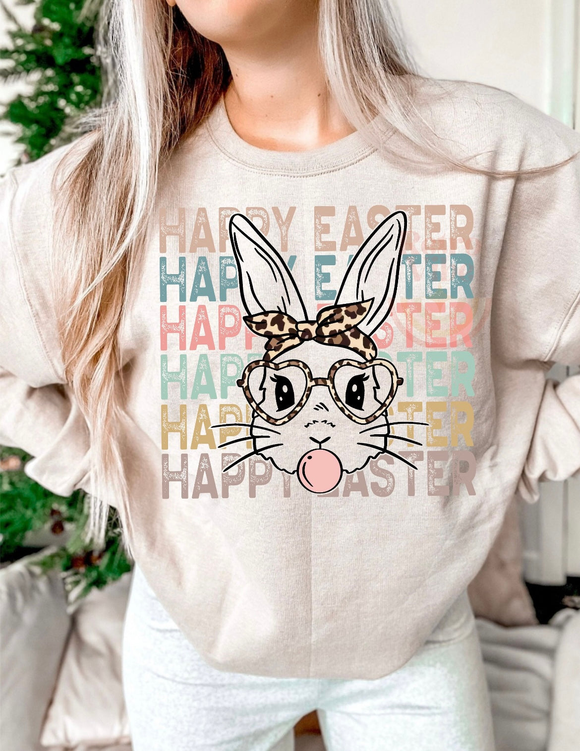 Happy Easter Bunny Retro Spring Sweatshirt or T-Shirt