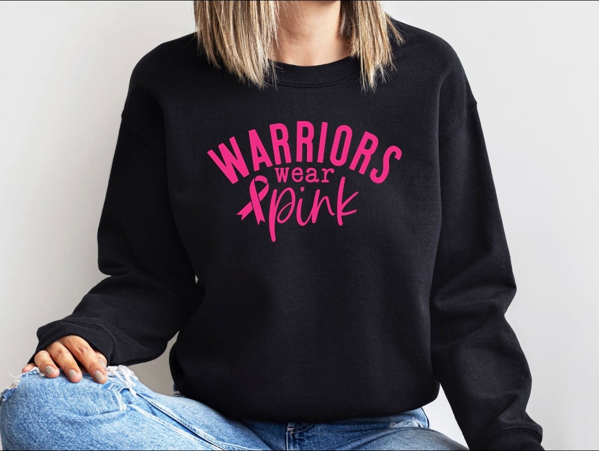 Warriors Wear Pink Breast Cancer Awareness Crewneck T-Shirt or Sweatshirt