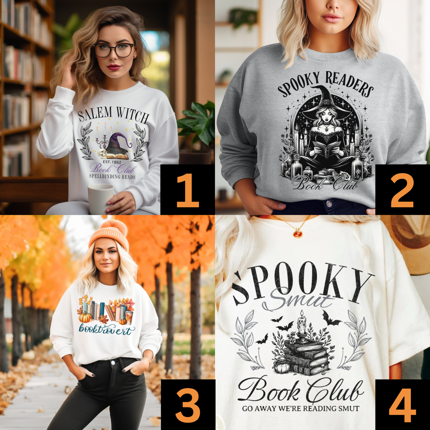 Bookish Halloween Spooky Season Graphic T-Shirts | Crewneck Fleece Sweatshirts | Hoodies