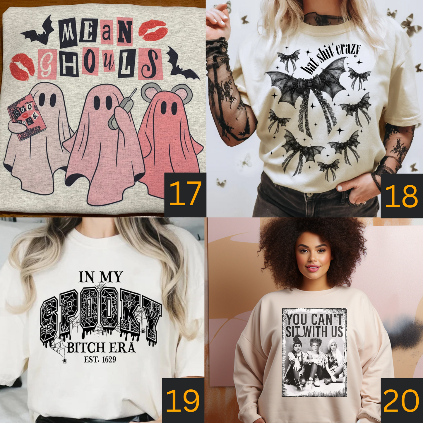 Spooky Halloween Horror Collection 24 Different Halloween Season Inspired Graphic T-Shirts | Crewneck Fleece Sweatshirts | Long Sleeve T-Shirts | Hoodies