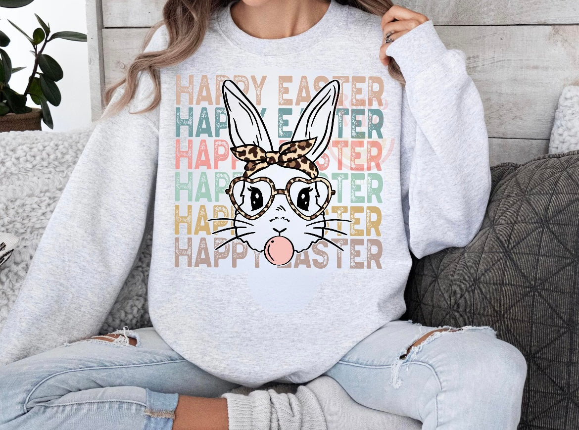 Happy Easter Bunny Retro Spring Sweatshirt or T-Shirt