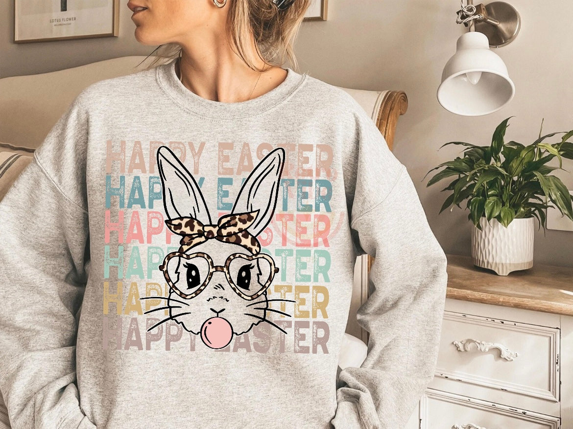 Happy Easter Bunny Retro Spring Sweatshirt or T-Shirt