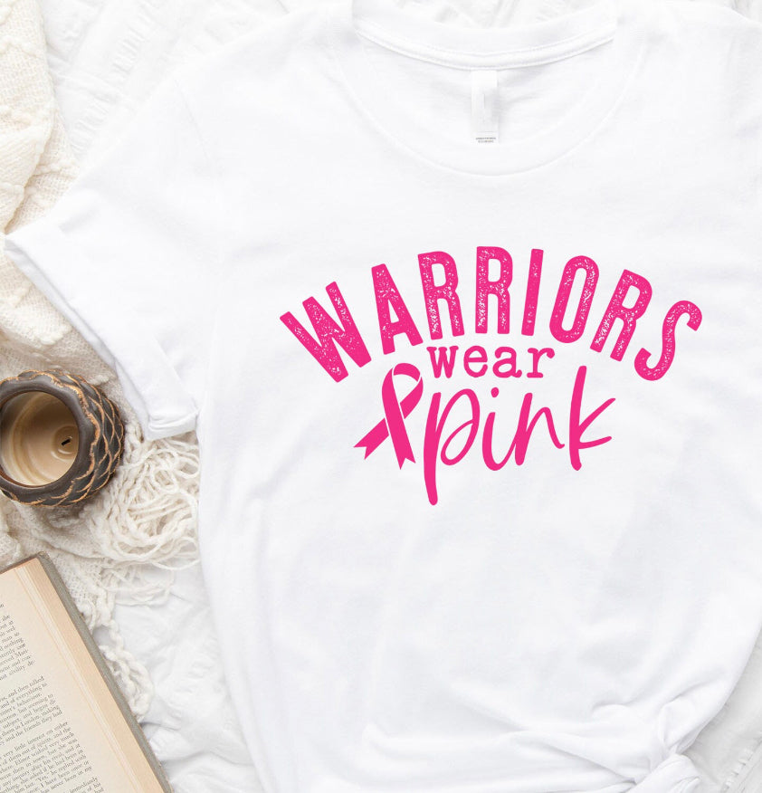 Warriors Wear Pink Breast Cancer Awareness Crewneck T-Shirt or Sweatshirt