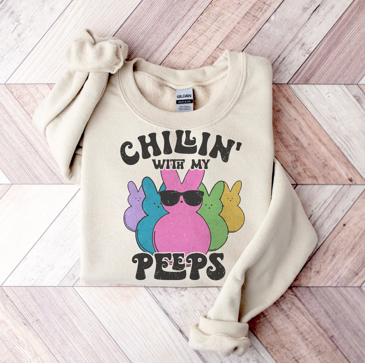 Chillin with my peeps Easter Spring Sweatshirt or T-Shirt Retro