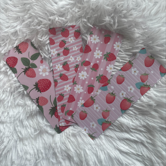 Pink Strawberry Summer Bookmarks