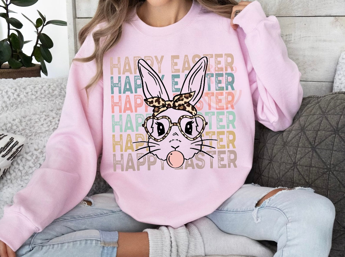 Happy Easter Bunny Retro Spring Sweatshirt or T-Shirt