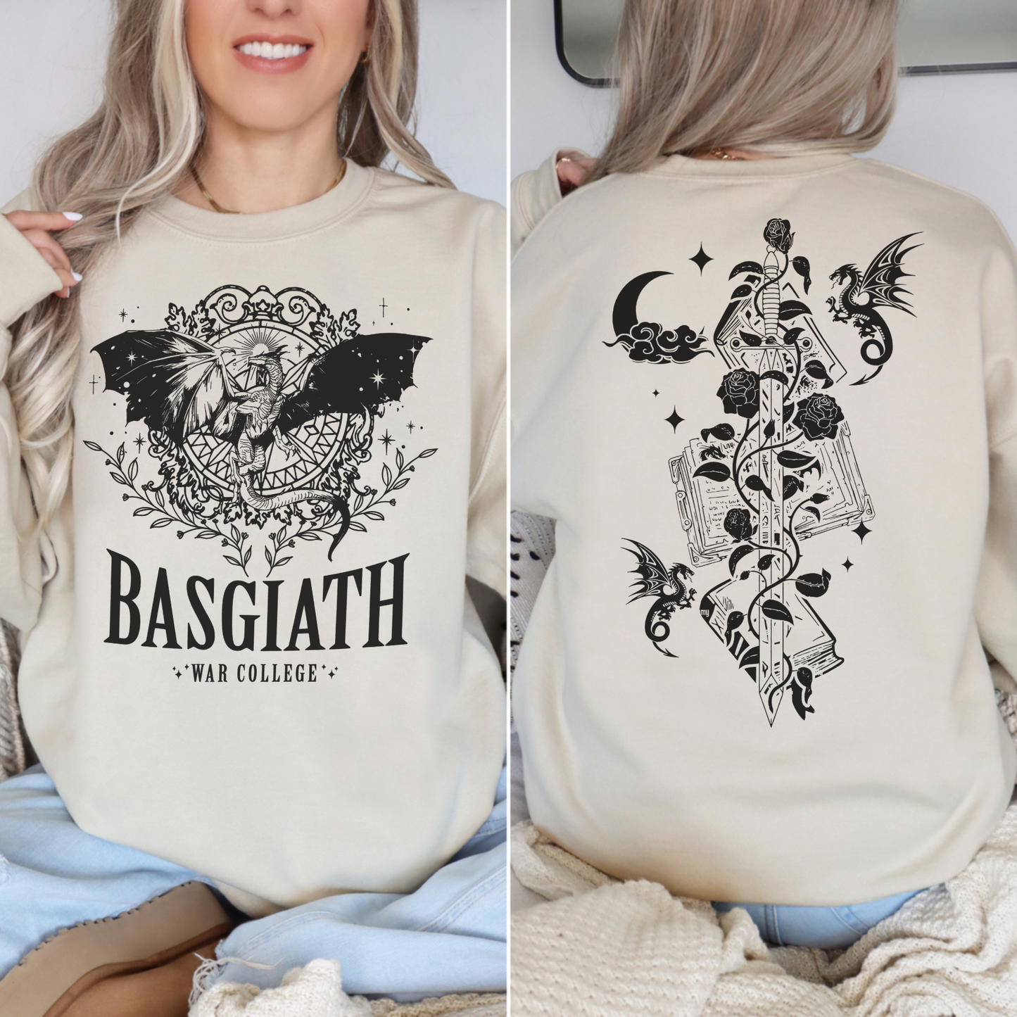 Basgiath War College Double Sided Dragon Sweatshirt or T-Shirt