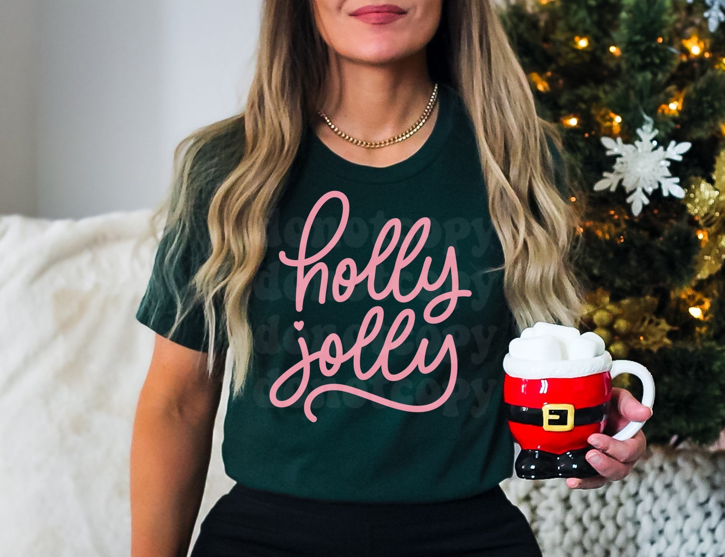 Holly Jolly Pink Christmas Sweatshirt or Hoodie