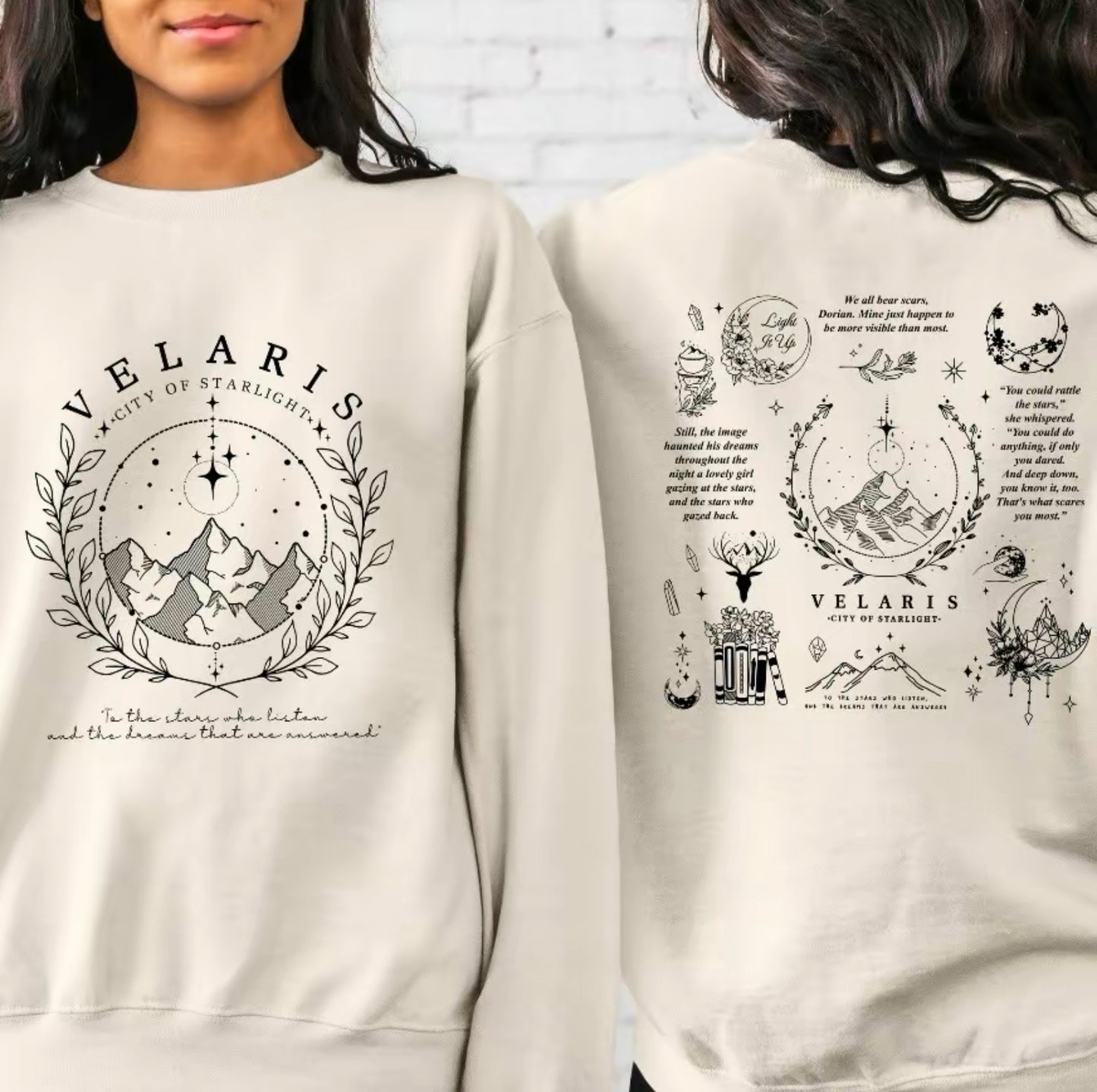 ACOTAR Velaris City of Starlight Sweatshirt or T-Shirt Front and Back, Bookish Sweatshirt