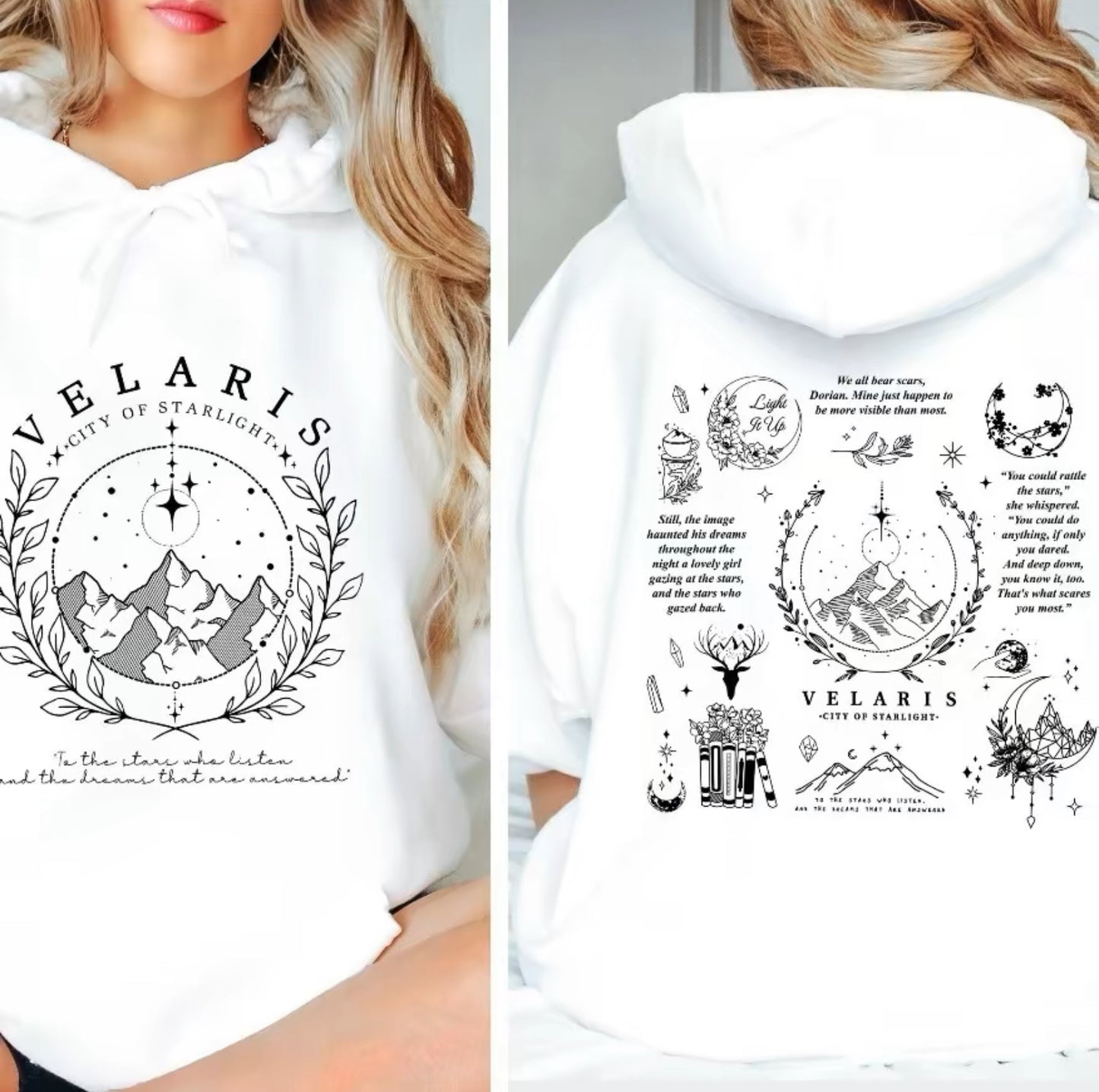 ACOTAR Velaris City of Starlight Sweatshirt or T-Shirt Front and Back, Bookish Sweatshirt