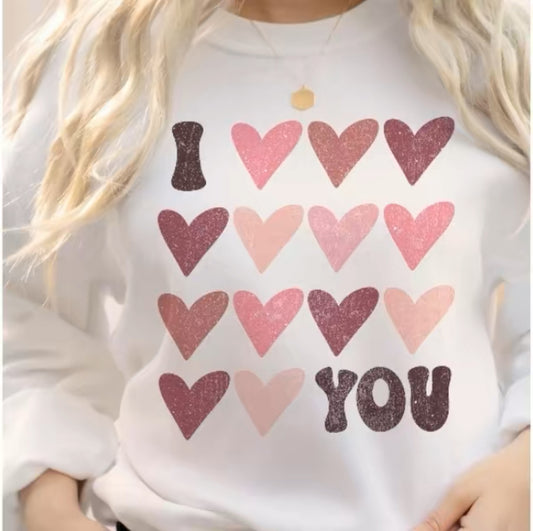 I Love You Hearts Valentine’s Day Sweatshirt or T-Shirt