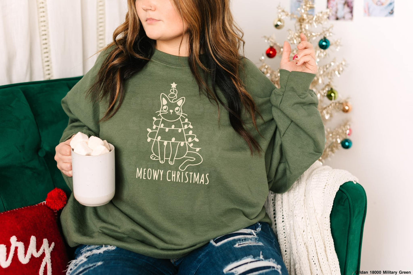 Meowy Christmas Cat Christmas T-Shirt, Sweatshirt, or Hoodie