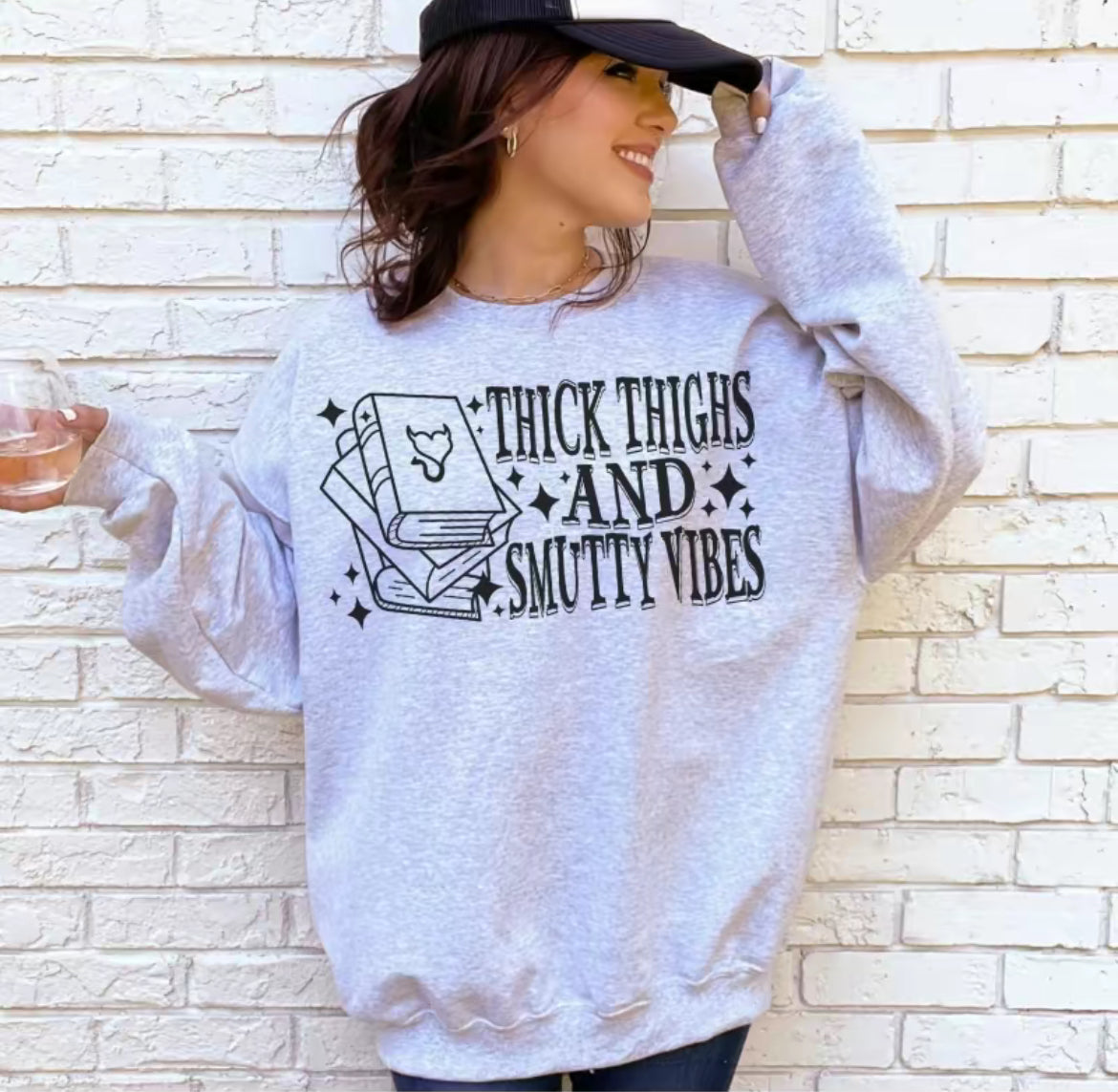 Thick Thighs & Smutty Vibes Bookish Oversized Bookish Sweatshirt or T-Shirt