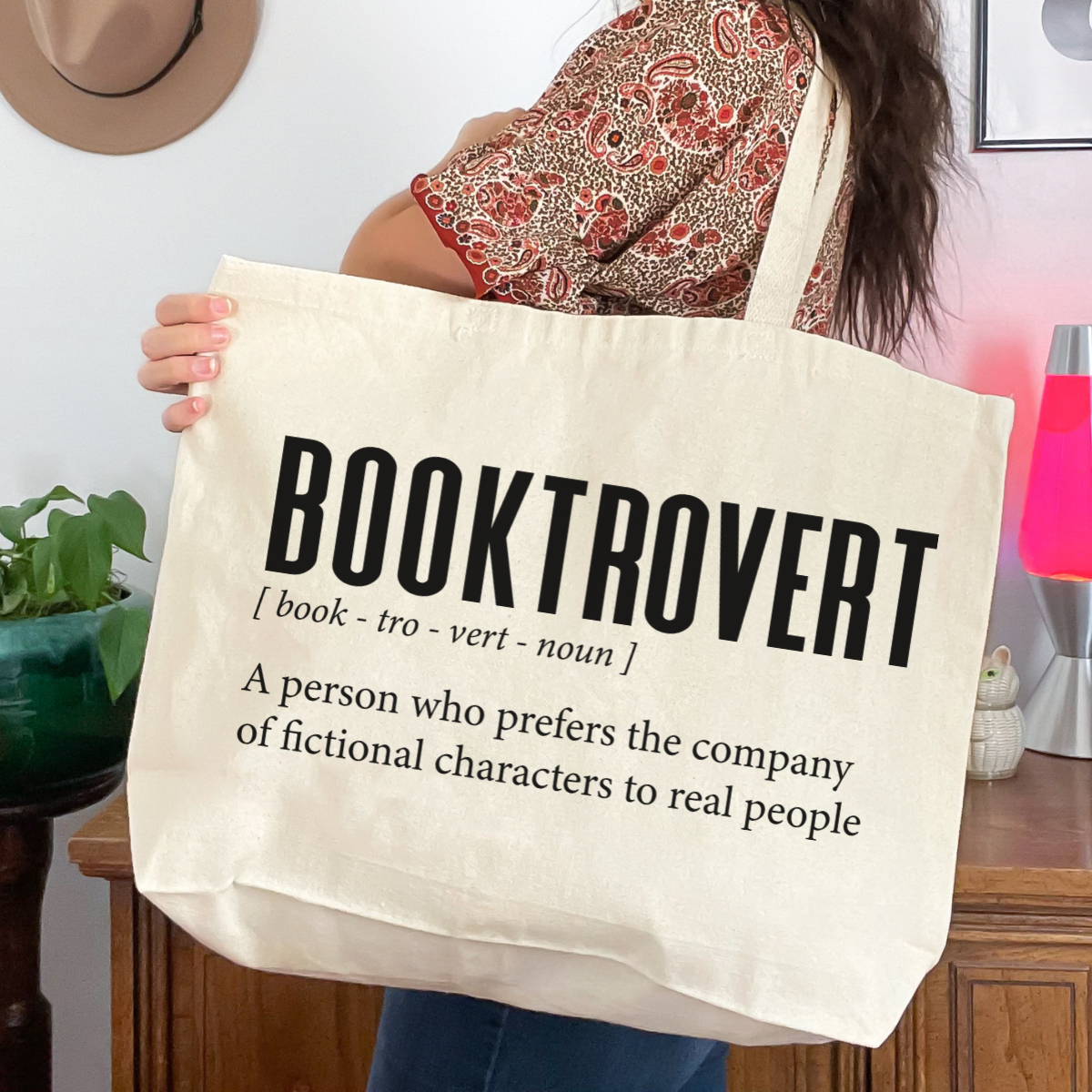 Booktrovert Zippered Bookish Tote Bag Large 25L