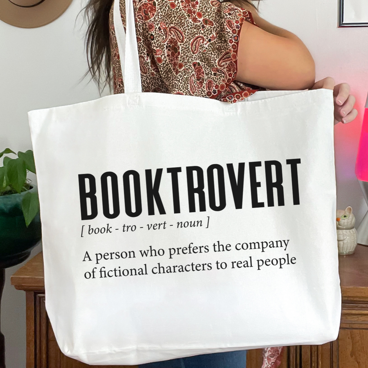 Booktrovert Zippered Bookish Tote Bag Large 25L