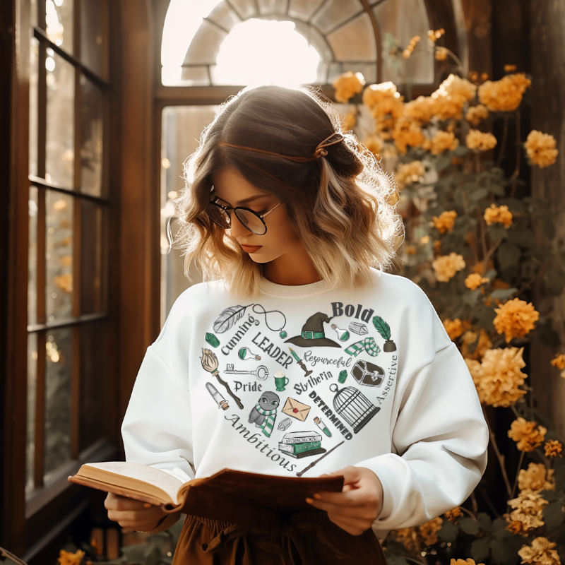 Slytherin Heart Harry Potter Wizard Magic Sweatshirt or T-Shirt