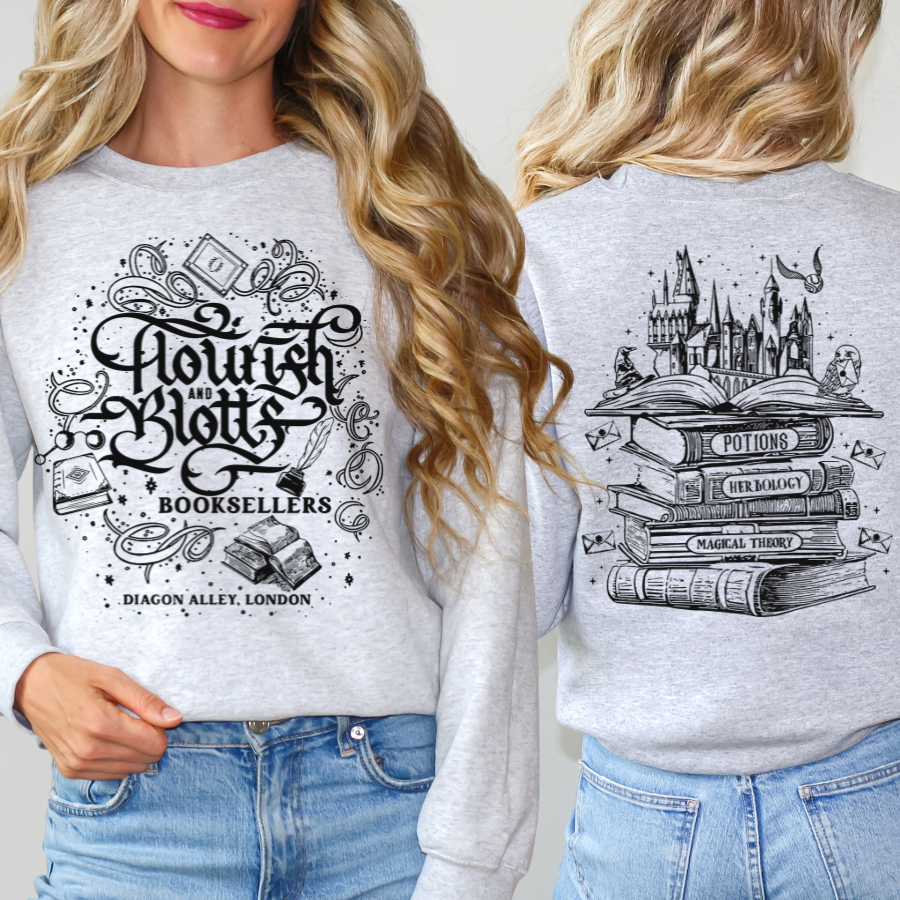 Harry Potter HP Flourish and Blotts Booksellers Diagon Alley London Sweatshirt, T-shirt, Hoodie Hogwarts magic witch wizard