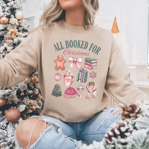 All Booked For Christmas Bookish Collage Sweatshirt T-Shirt Hoodie