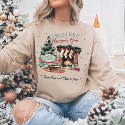 North Pole Readers Club Sweatshirt Tshirt Hoodie Christmas Winter Holiday