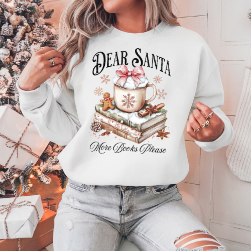 Dear Santa More Books Please Christmas Winter Holidays Bookish Sweatshirt or Hoodie