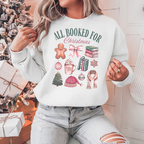 All Booked For Christmas Bookish Collage Sweatshirt T-Shirt Hoodie