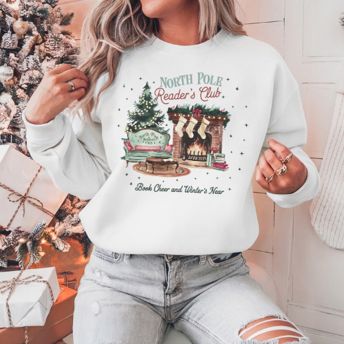 North Pole Readers Club Sweatshirt Tshirt Hoodie Christmas Winter Holiday