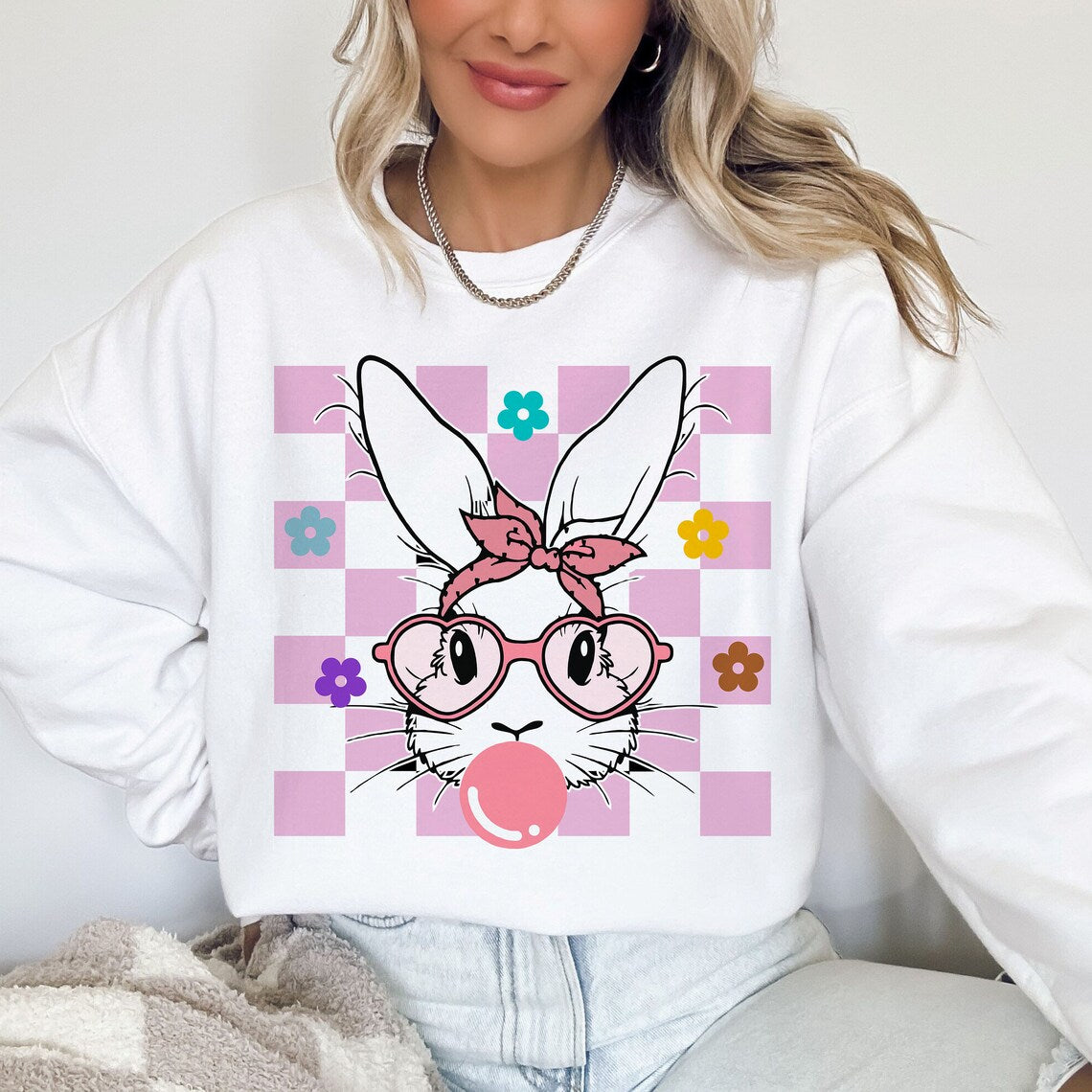 Easter Bunny Sweatshirt or T-Shirt Retro Spring