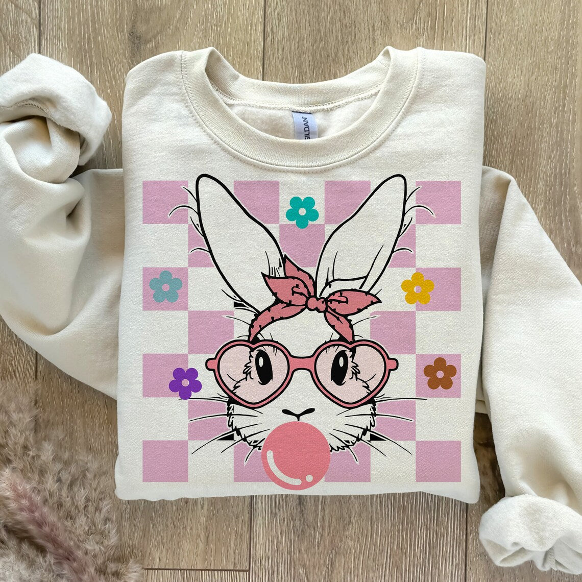 Easter Bunny Sweatshirt or T-Shirt Retro Spring