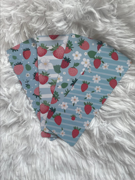 Blue Strawberry Summer Bookmarks